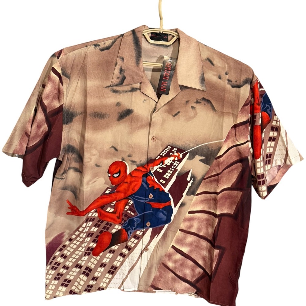 NWT Vintage Spider-Man All-Over Print (AOP) Shirt Deadstock Style MW-59 Sz XXL